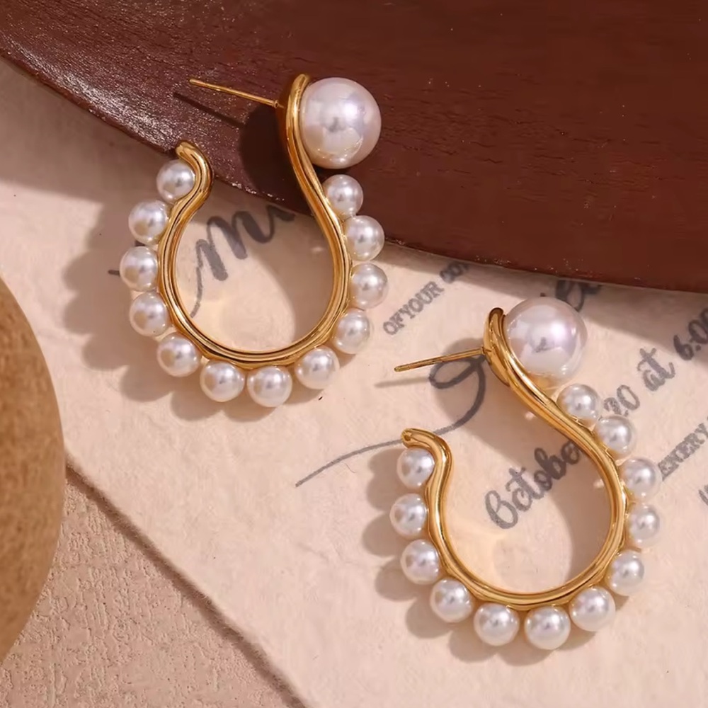 Pearl Question Mark Earrings 18K Gold Plated
Jewelry Stainless Steel - Picture 1 of 12